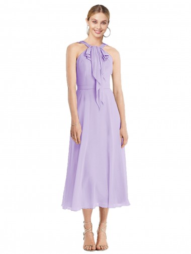 Sleeveless Halter Neck V-Back Soft Chiffon A-Line Prom Dress / Bridesmaid Dress Brisbane