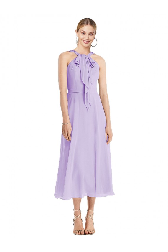 Sleeveless Halter Neck V-Back Soft Chiffon A-Line Prom Dress / Bridesmaid Dress Brisbane