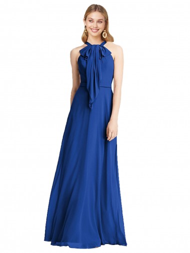 Sleeveless Halter Neck V-Back Soft Chiffon A-Line Bridesmaid Dress Brisbane