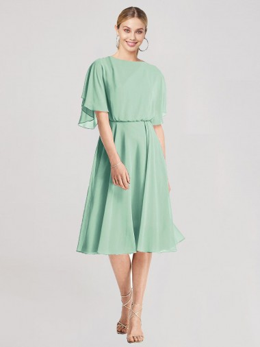 Flutter Sleeves Open Back Soft Chiffon A-Line Bridesmaid Dress Brisbane
