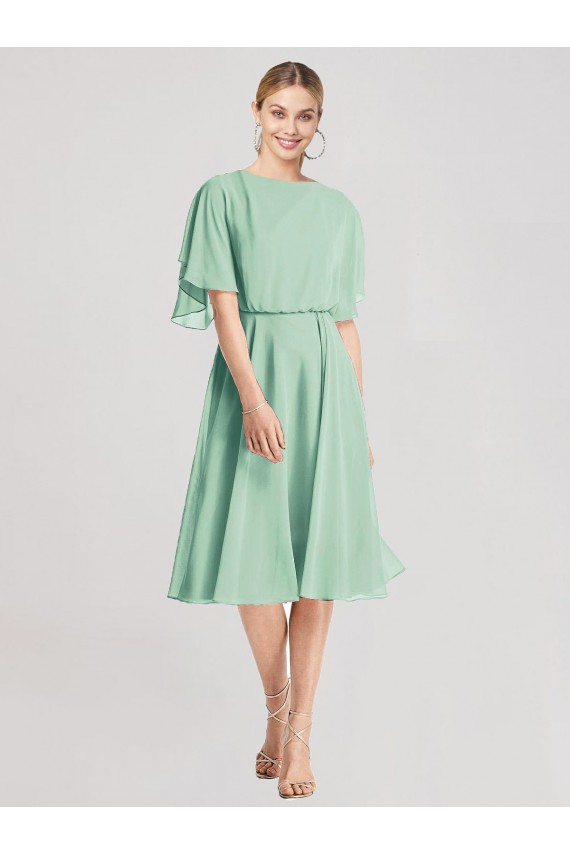 Flutter Sleeves Open Back Soft Chiffon A-Line Bridesmaid Dress Brisbane
