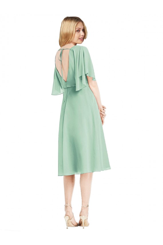 Flutter Sleeves Open Back Soft Chiffon A-Line Bridesmaid Dress Brisbane