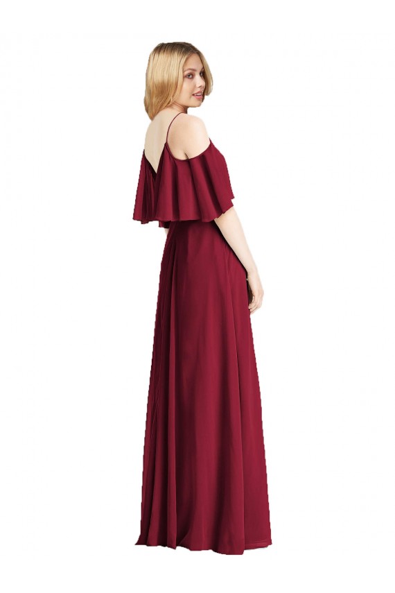 Cold Shoulder Spaghetti Straps Chiffon A-Line Bridesmaid Dress Brisbane