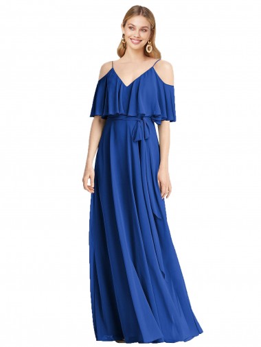 Cold Shoulder Spaghetti Straps Chiffon A-Line Bridesmaid Dress Brisbane