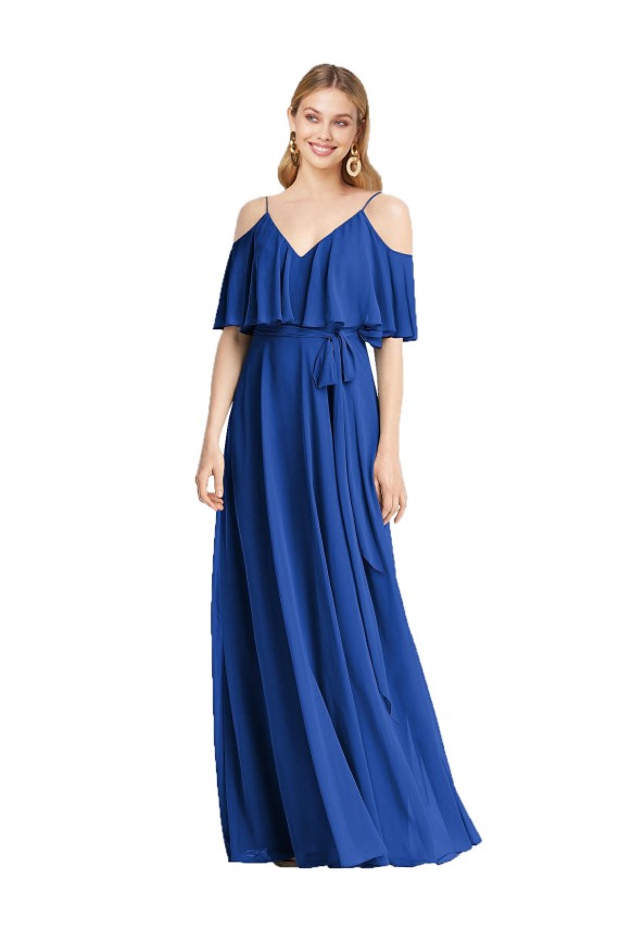 Cold Shoulder Spaghetti Straps Chiffon A-Line Bridesmaid Dress Brisbane