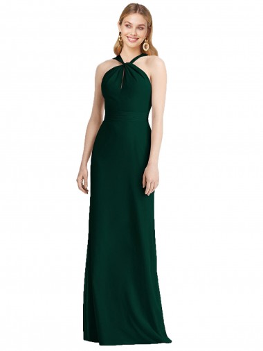Sleeveless Halter Neck Soft Chiffon Trumpet Bridesmaid Dress Brisbane