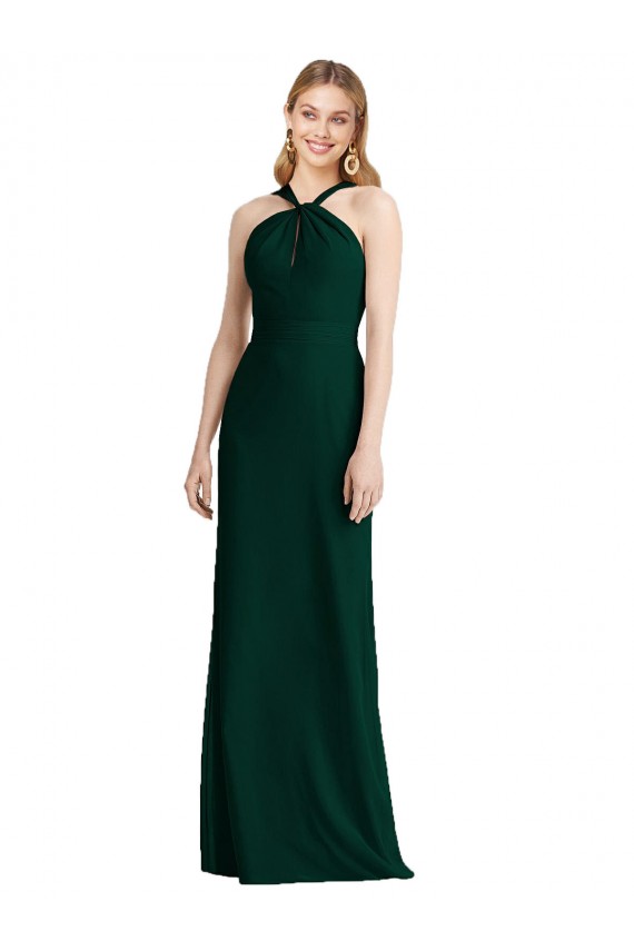 Sleeveless Halter Neck Soft Chiffon Trumpet Bridesmaid Dress Brisbane