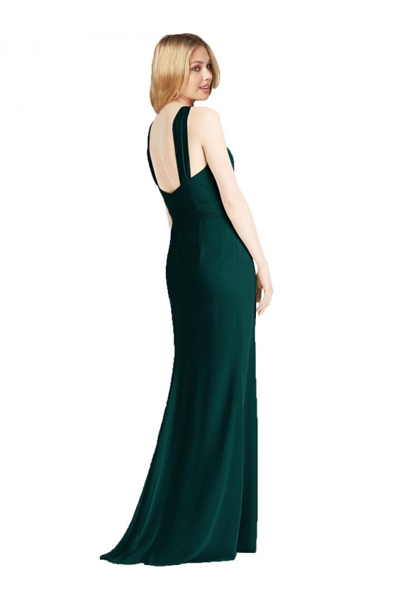 Sleeveless Halter Neck Soft Chiffon Trumpet Bridesmaid Dress Brisbane