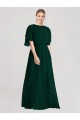 Flutter Sleeves Round Neck Open Back Soft Chiffon A-Line Bridesmaid Dress Brisbane