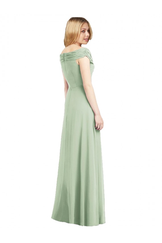 Sleeveless Sage Off the Shoulder Soft Chiffon Trumpet Bridesmaid Dress Brisbane