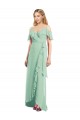 Cold Shoulder Mint Green Spaghetti Straps Soft Chiffon Trumpet High Low Bridesmaid Dress Brisbane