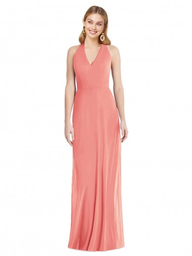 Sleeveless Halter Neck Soft Chiffon Trumpet Formal Evening Gown / Bridesmaid Dress Brisbane
