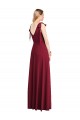 Sleeveless Coral V-Neck V-Back Soft Chiffon Trumpet Bridesmaid Dress Brisbane