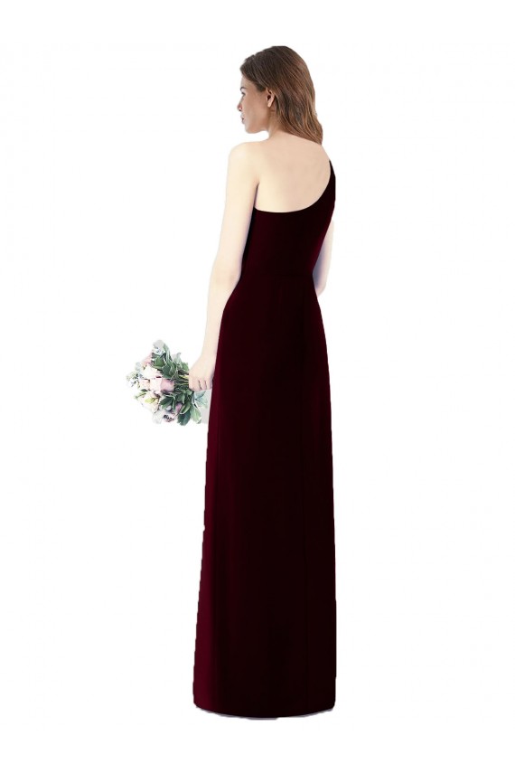Sleeveless Dark Green One Shoulder Soft Chiffon Trumpet Bridesmaid Dress Brisbane
