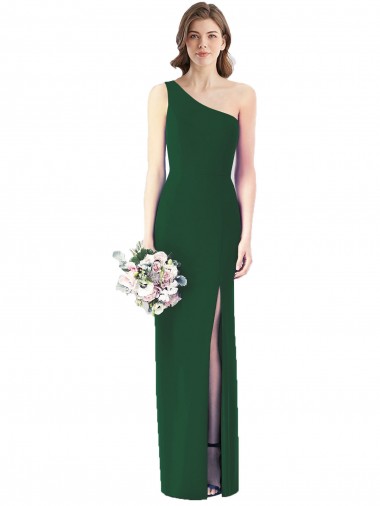 Sleeveless Dark Green One Shoulder Soft Chiffon Trumpet Bridesmaid Dress Brisbane