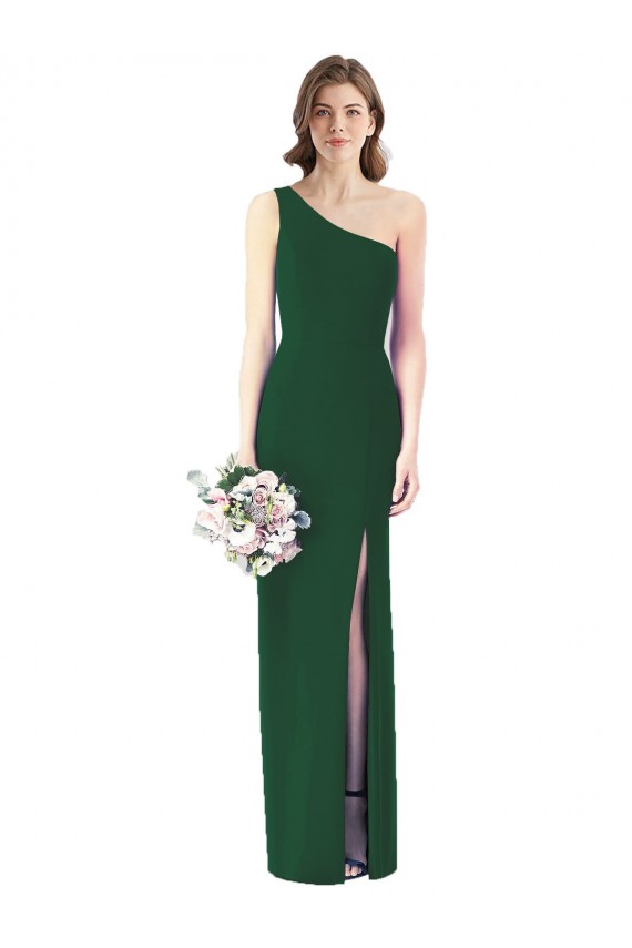 Sleeveless Dark Green One Shoulder Soft Chiffon Trumpet Bridesmaid Dress Brisbane