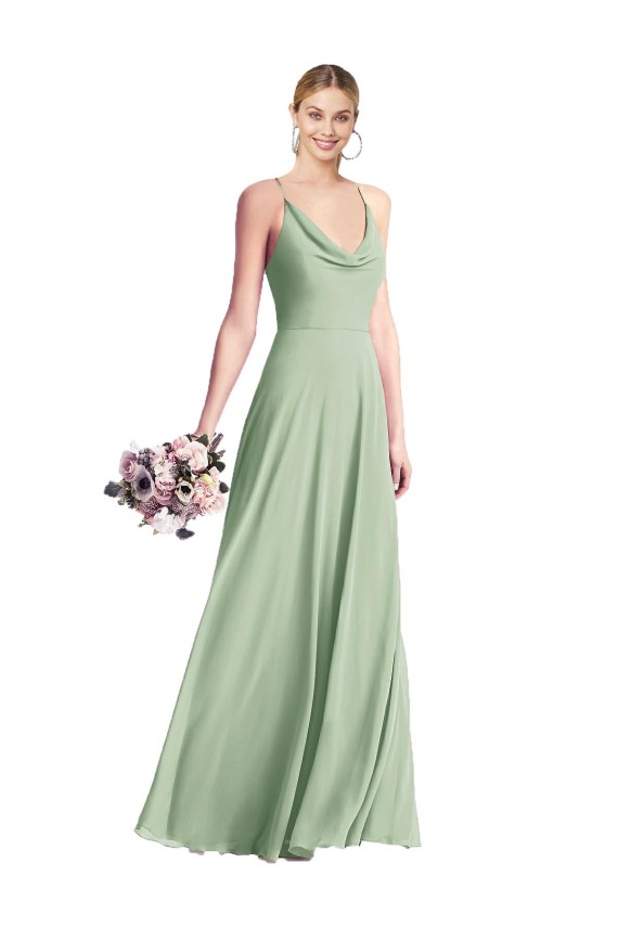Sleeveless Spaghetti Straps V-Back Chiffon A-Line Bridesmaid Dress / Evening Dress Brisbane