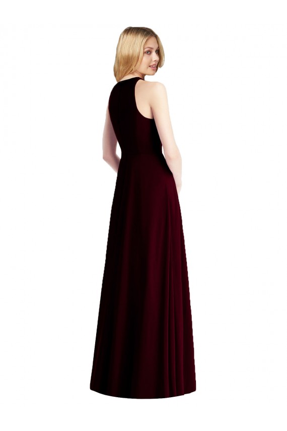 Sleeveless Halter Neck Soft Chiffon Trumpet Semi Formal Evening Dress / Bridesmaid Dress Brisbane
