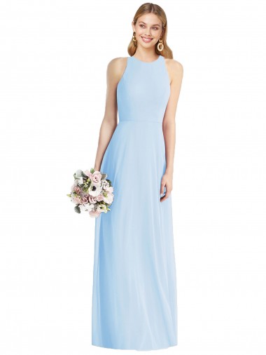 Sleeveless Halter Neck Soft Chiffon Trumpet Semi Formal Evening Dress / Bridesmaid Dress Brisbane