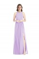 Sleeveless Lilac Halter Neck Soft Chiffon A-Line Bridesmaid Dress Brisbane
