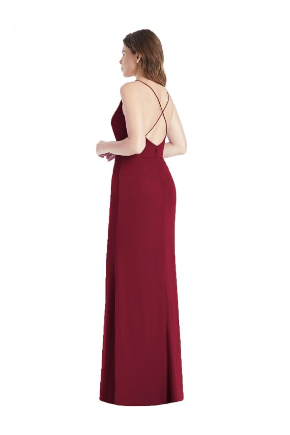 Sleeveless Spaghetti Straps Criss Cross Back Soft Chiffon Mermaid Bridesmaid Dress Brisbane