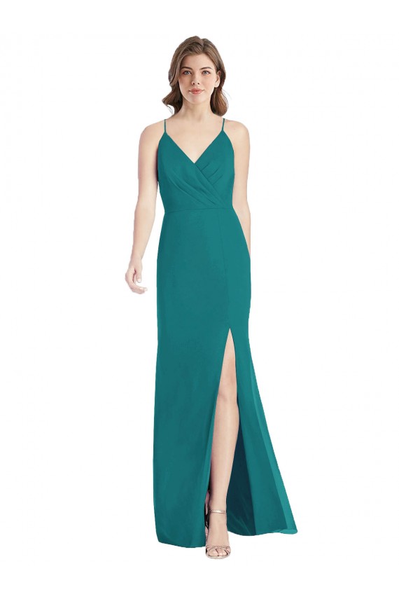 Sleeveless Spaghetti Straps Criss Cross Back Soft Chiffon Mermaid Bridesmaid Dress Brisbane