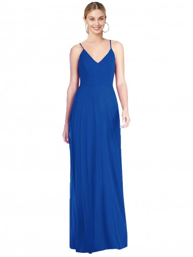 Sleeveless Spaghetti Straps Criss Cross Back Soft Chiffon A-Line Formal Dress / Bridesmaid Dress Brisbane