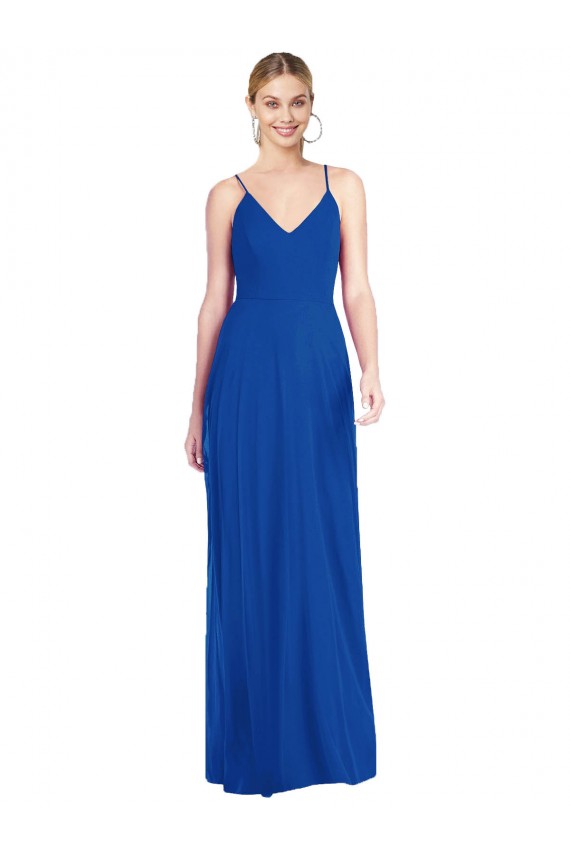 Sleeveless Spaghetti Straps Criss Cross Back Soft Chiffon A-Line Formal Dress / Bridesmaid Dress Brisbane