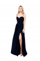Sleeveless Dark Navy Spaghetti Straps Soft Chiffon A-Line Formal Evening Gown / Bridesmaid Dress Brisbane