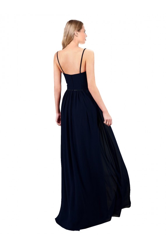 Sleeveless Dark Navy Spaghetti Straps Soft Chiffon A-Line Formal Evening Gown / Bridesmaid Dress Brisbane