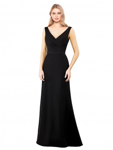 Sleeveless V-Neck V-Back Soft Chiffon A-Line Prom Dress / Bridesmaid Dress Brisbane