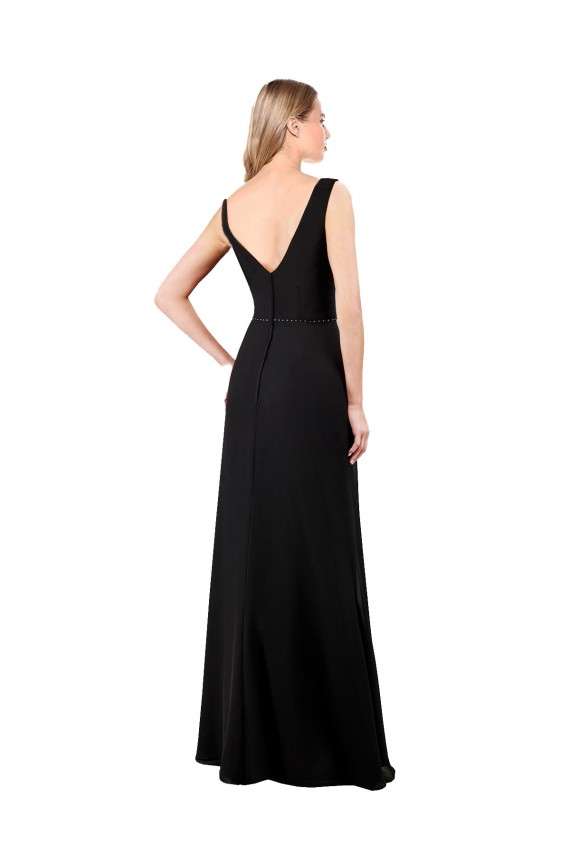Sleeveless V-Neck V-Back Soft Chiffon A-Line Prom Dress / Bridesmaid Dress Brisbane