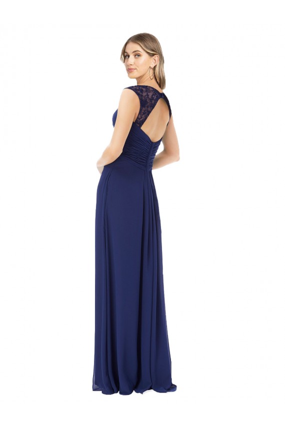 Cap Sleeves V-Neck Keyhole Back Soft Chiffon A-Line Bridesmaid Dress Brisbane