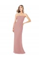 Sleeveless Dusty Pink Strapless Soft Chiffon Sheath Bridesmaid Dress Brisbane