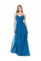 Sleeveless Peacock Blue Spaghetti Straps Soft Chiffon A-Line Bridesmaid Dress Brisbane