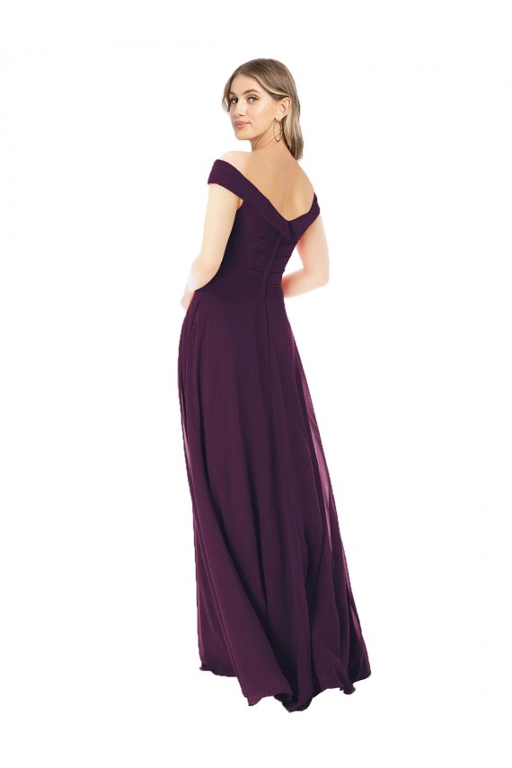 Sleeveless Grape Off the Shoulder Soft Chiffon A-Line Bridal Party Dress Brisbane