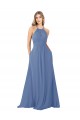 Sleeveless High Neck Open Back Soft Chiffon A-Line Bridesmaid Dress Brisbane