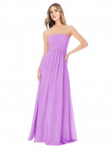 Sleeveless Violet Strapless Soft Chiffon A-Line Bridesmaid Dress Brisbane