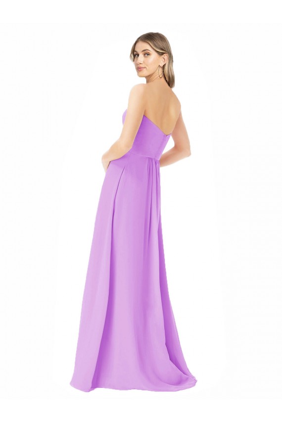 Sleeveless Violet Strapless Soft Chiffon A-Line Bridesmaid Dress Brisbane