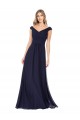 Sleeveless Dark Navy Off the Shoulder Soft Chiffon A-Line Evening Dress / Bridesmaid Dress Brisbane