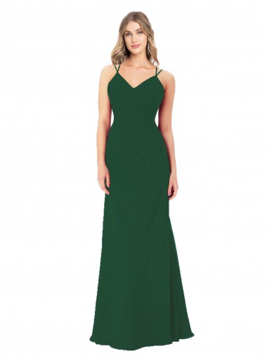 Sleeveless Dark Green V-Neck Soft Chiffon A-Line Bridesmaid Dress Brisbane