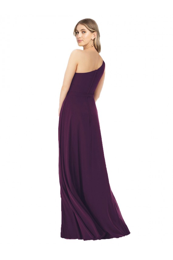 Sleeveless Grape One Shoulder Soft Chiffon A-Line Formal Dress / Bridesmaid Dress Brisbane