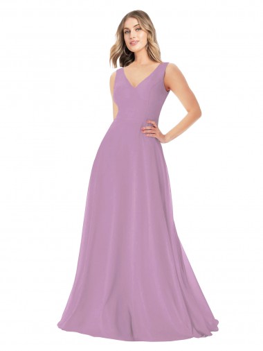 Sleeveless V-Neck Soft Chiffon A-Line Bridal Party Dress Brisbane