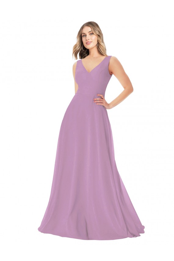 Sleeveless V-Neck Soft Chiffon A-Line Bridal Party Dress Brisbane