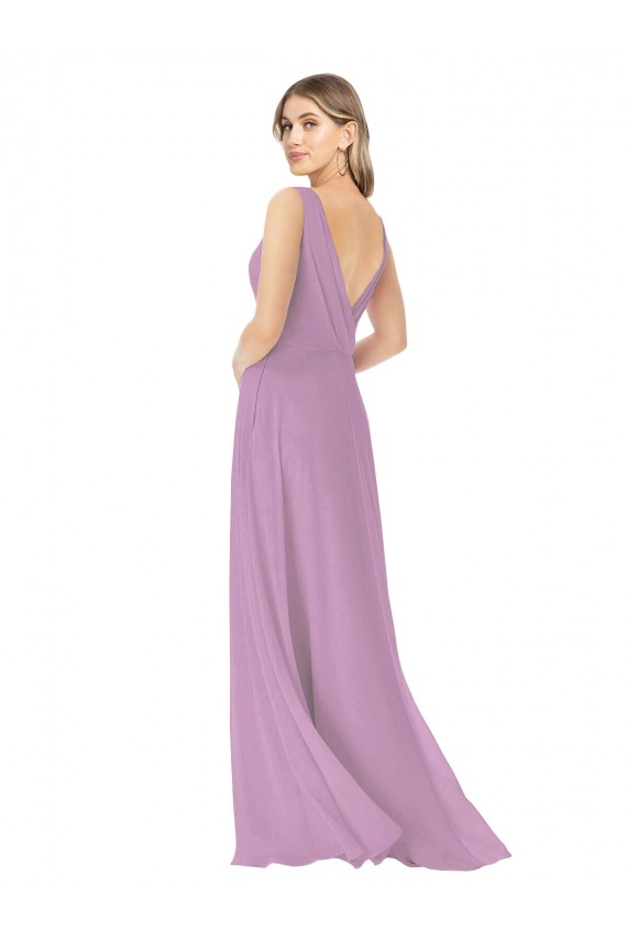 Sleeveless V-Neck Soft Chiffon A-Line Bridal Party Dress Brisbane