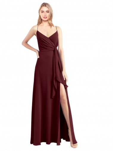 Sleeveless Spaghetti Straps Low Back Chiffon A-Line Bridesmaid Dress Brisbane