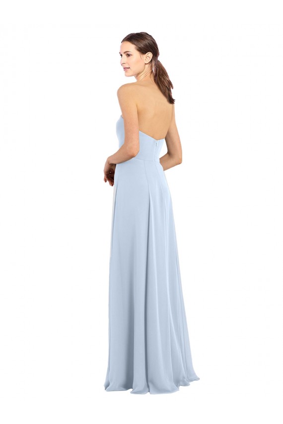 Sleeveless Light Sky Blue Strapless Soft Chiffon A-Line Bridesmaid Dress Brisbane