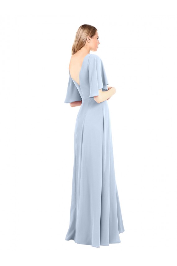 Flutter Sleeves V-Neck V-Back Chiffon A-Line Bridesmaid Dress / Evening Dress Brisbane