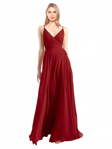 Sleeveless Spaghetti Straps V-Back Luxe Chiffon A-Line Bridesmaid Dress Brisbane
