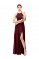 Sleeveless Halter Neck Criss Cross Back Soft Chiffon A-Line Bridesmaid Dress Brisbane